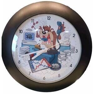 Tazmanian Devil Taz Wall Clock Looney Tunes Vintage Round Warner Bros Office